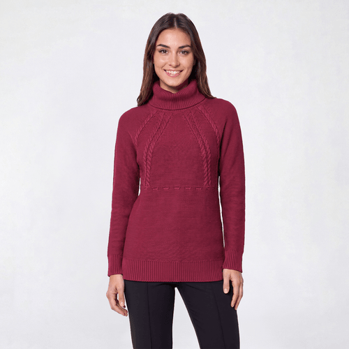 Petite Napa Valley Long Sleeve Cable Yoke Turtleneck Sweater alternate view